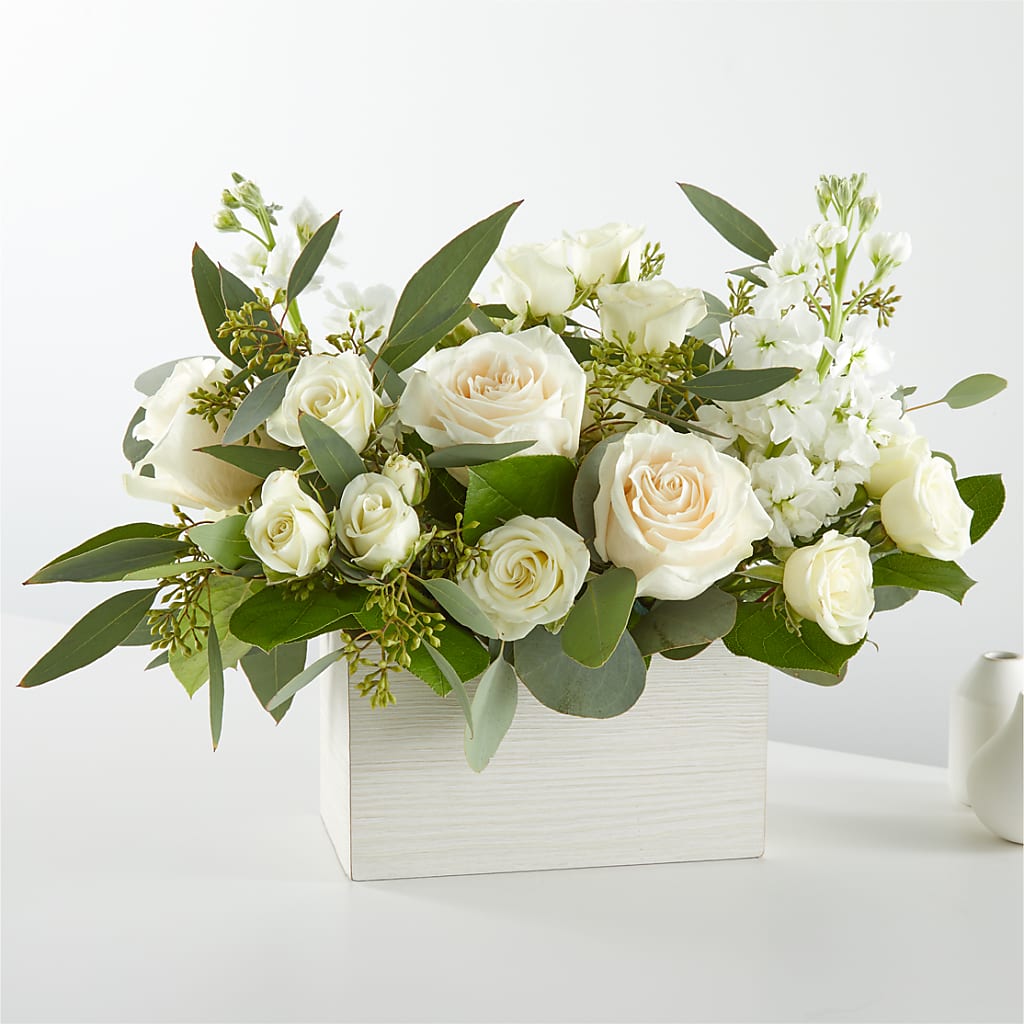 Fresh Linen Box Bouquet – FRUIT & FLOWER CREATIONS, Portland OR