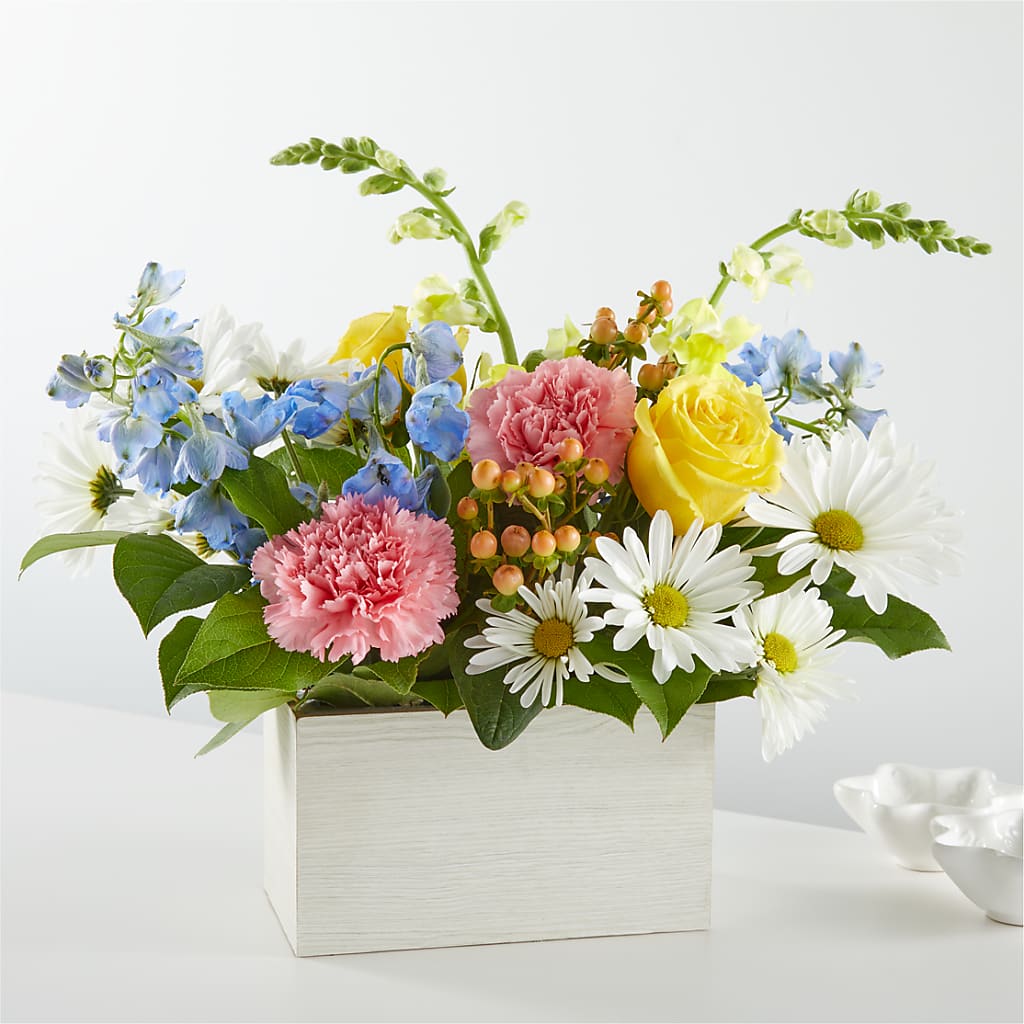 Sun Salutation Box Bouquet – FRUIT & FLOWER CREATIONS, Portland OR