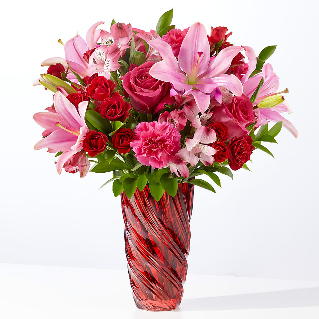 In Love Bouquet with Luxe Swirl Vase – FRUIT & FLOWER CREATIONS, Portland OR