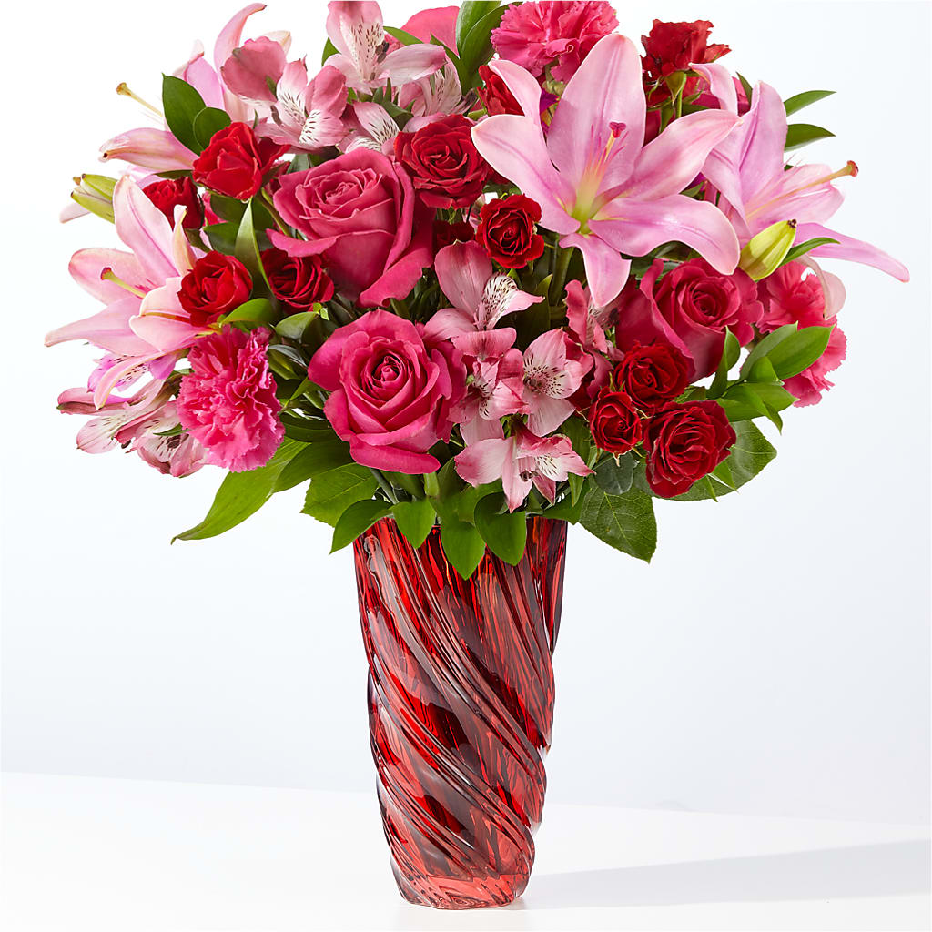 In Love Bouquet with Luxe Swirl Vase – FRUIT & FLOWER CREATIONS, Portland OR