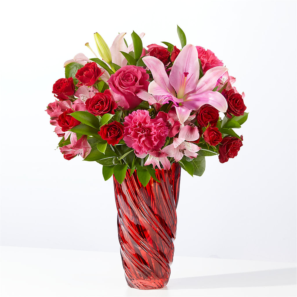 In Love Bouquet with Luxe Swirl Vase – FRUIT & FLOWER CREATIONS, Portland OR