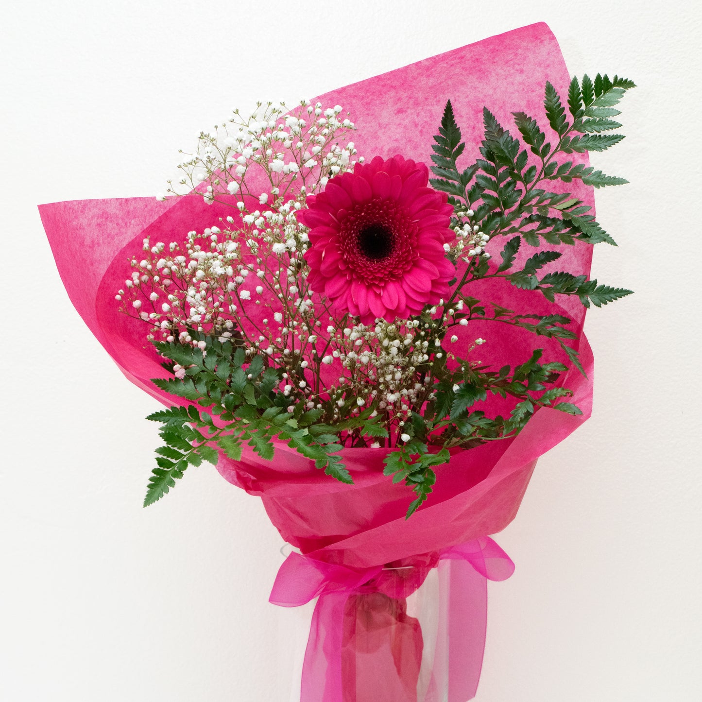 Promposal: Gerbera Daisies with filler and wrap