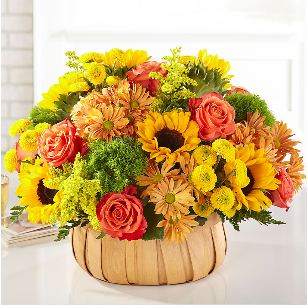 Harvest Sunflower Basket – FRUIT & FLOWER CREATIONS, Portland OR