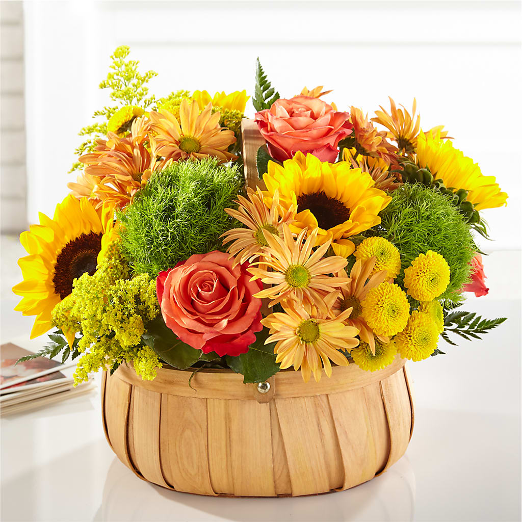 Harvest Sunflower Basket – FRUIT & FLOWER CREATIONS, Portland OR