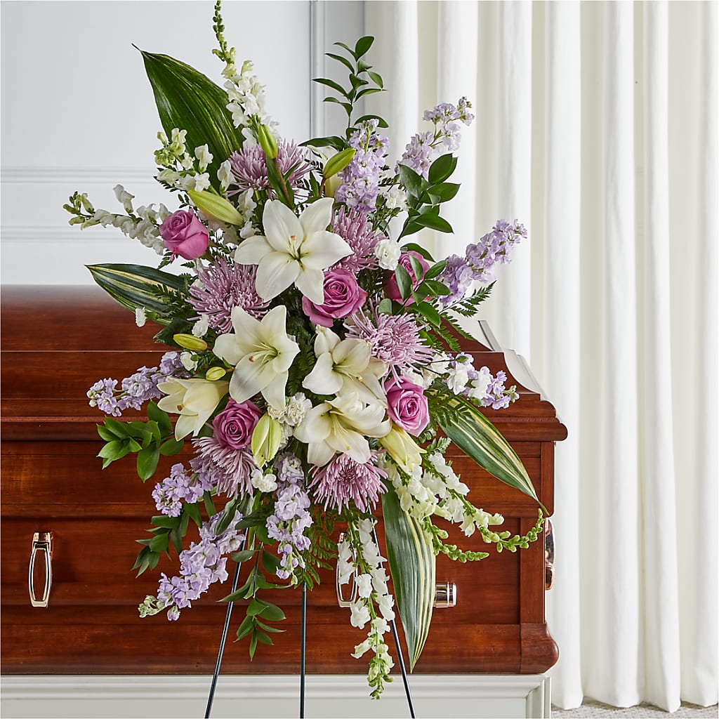 Grateful Hearts Standing Spray – FRUIT & FLOWER CREATIONS, Portland OR