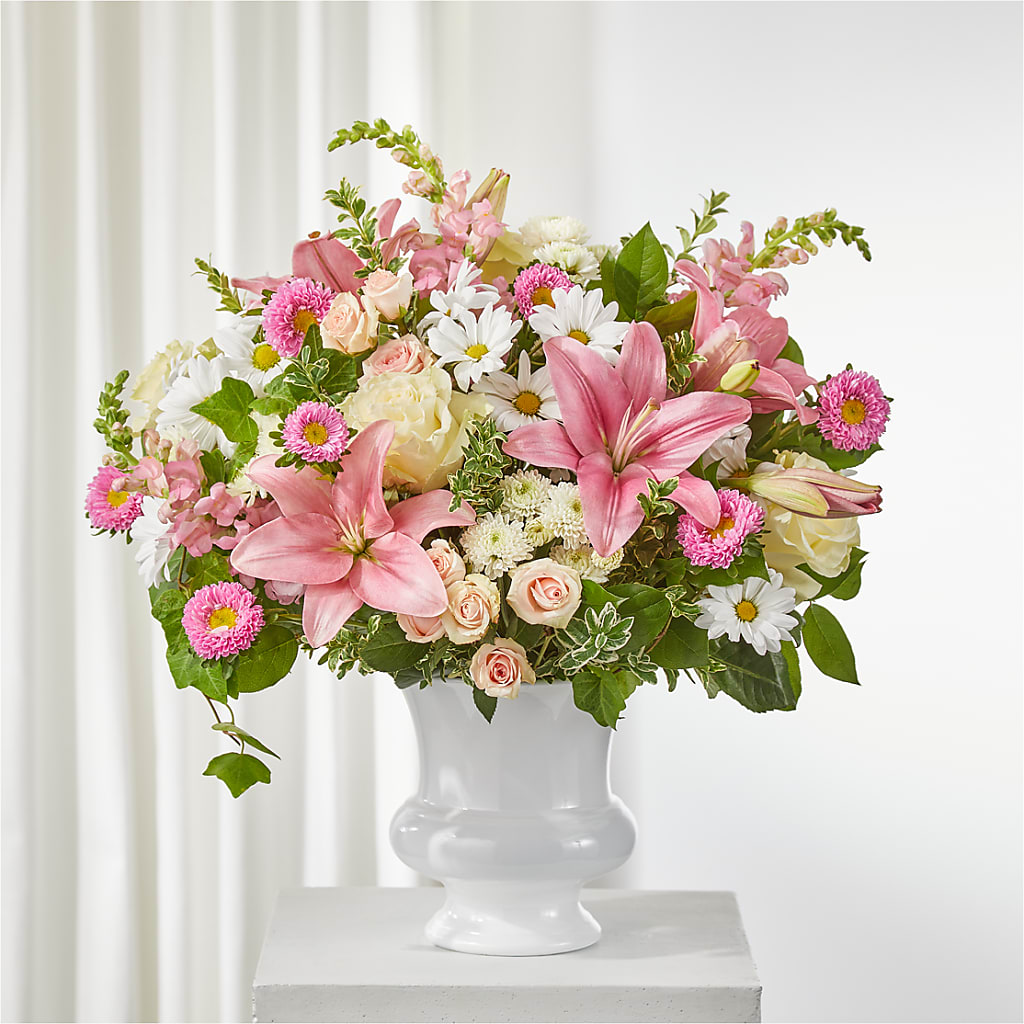 Empathetic Blooms Urn Arrangement – FRUIT & FLOWER CREATIONS, Portland OR