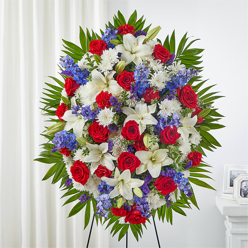 Cherished Service Standing Spray – FRUIT & FLOWER CREATIONS, Portland OR