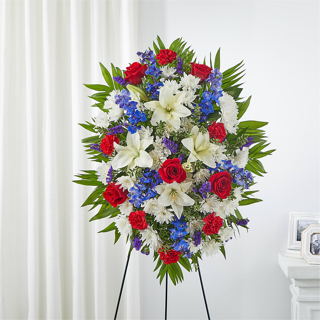 Cherished Service Standing Spray – FRUIT & FLOWER CREATIONS, Portland OR