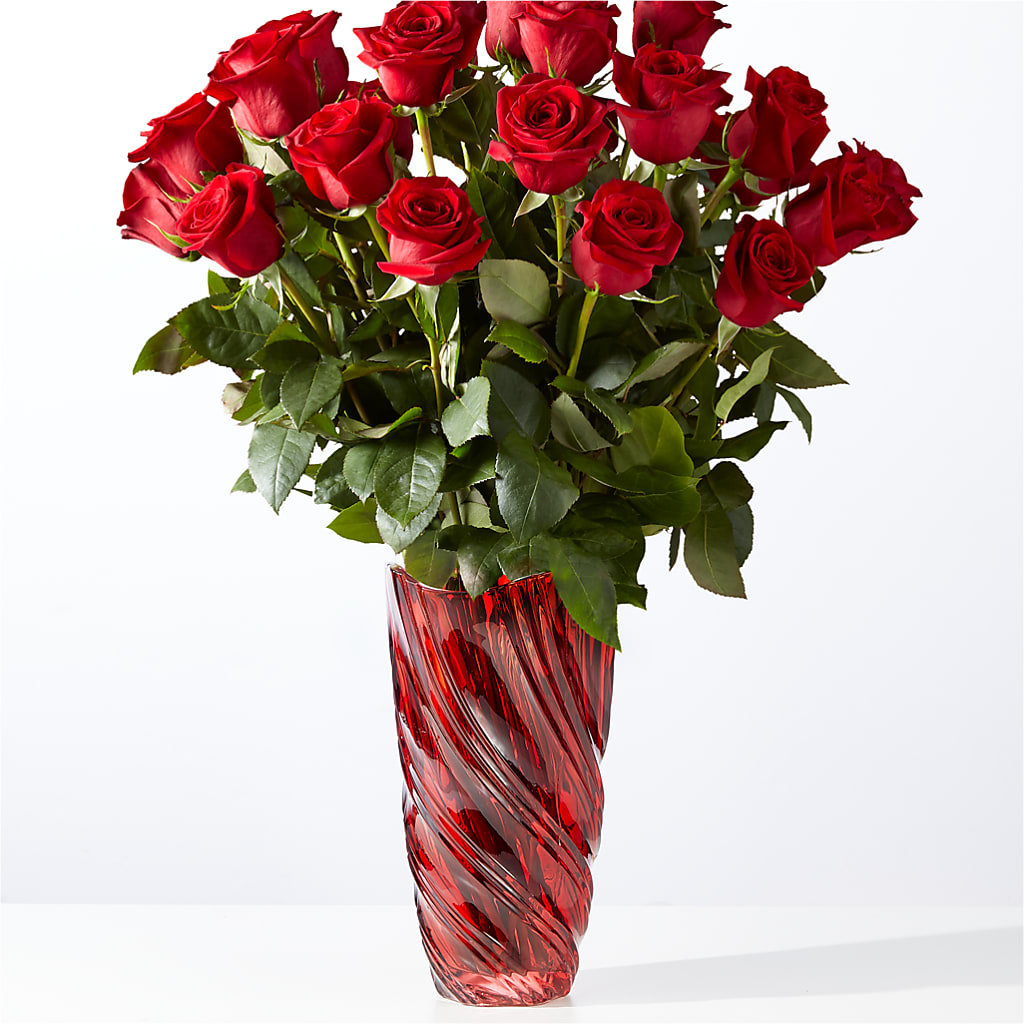 Classic Love Red Rose Bouquet with Luxe Swirl Vase – FRUIT & FLOWER CREATIONS, Portland OR