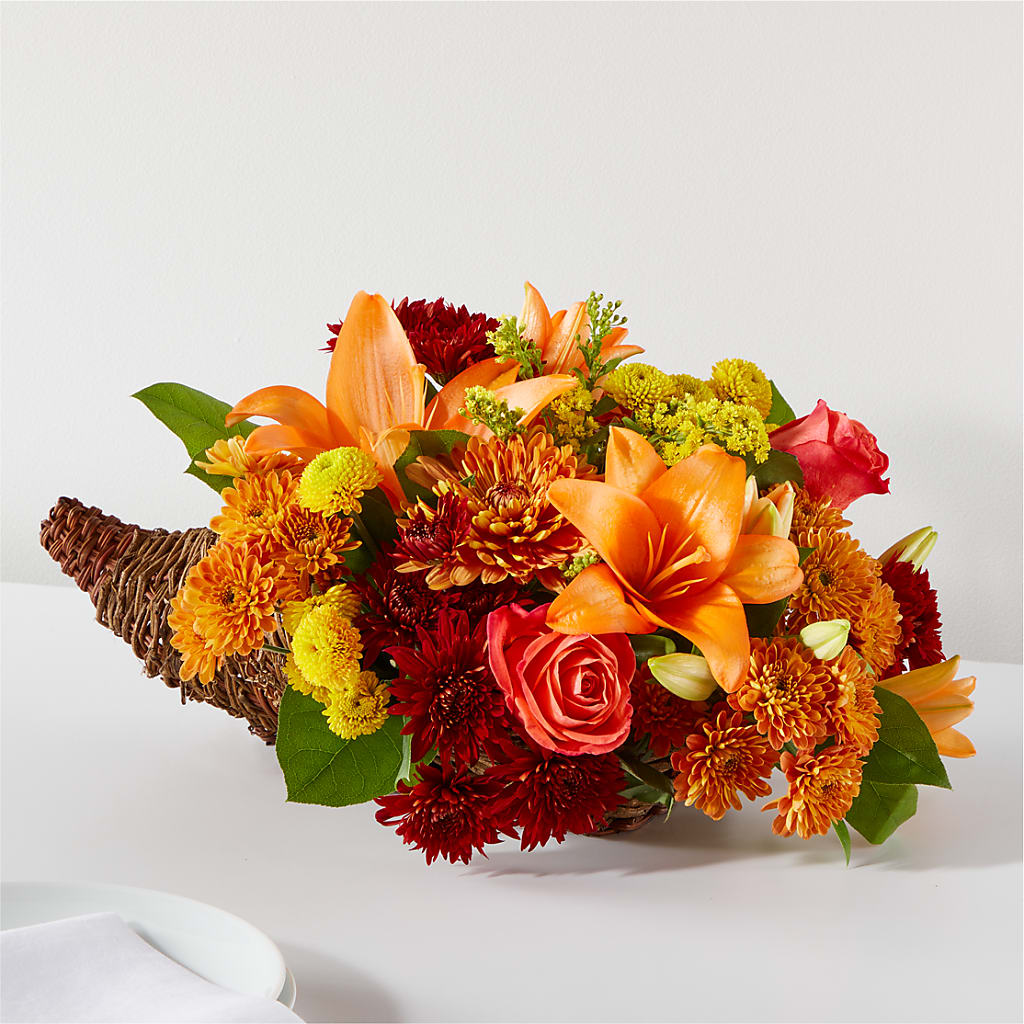 Bouquet of Blessings Cornucopia – FRUIT & FLOWER CREATIONS, Portland OR