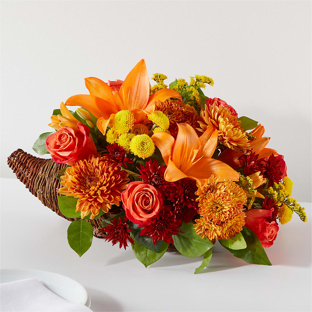 Bouquet of Blessings Cornucopia – FRUIT & FLOWER CREATIONS, Portland OR