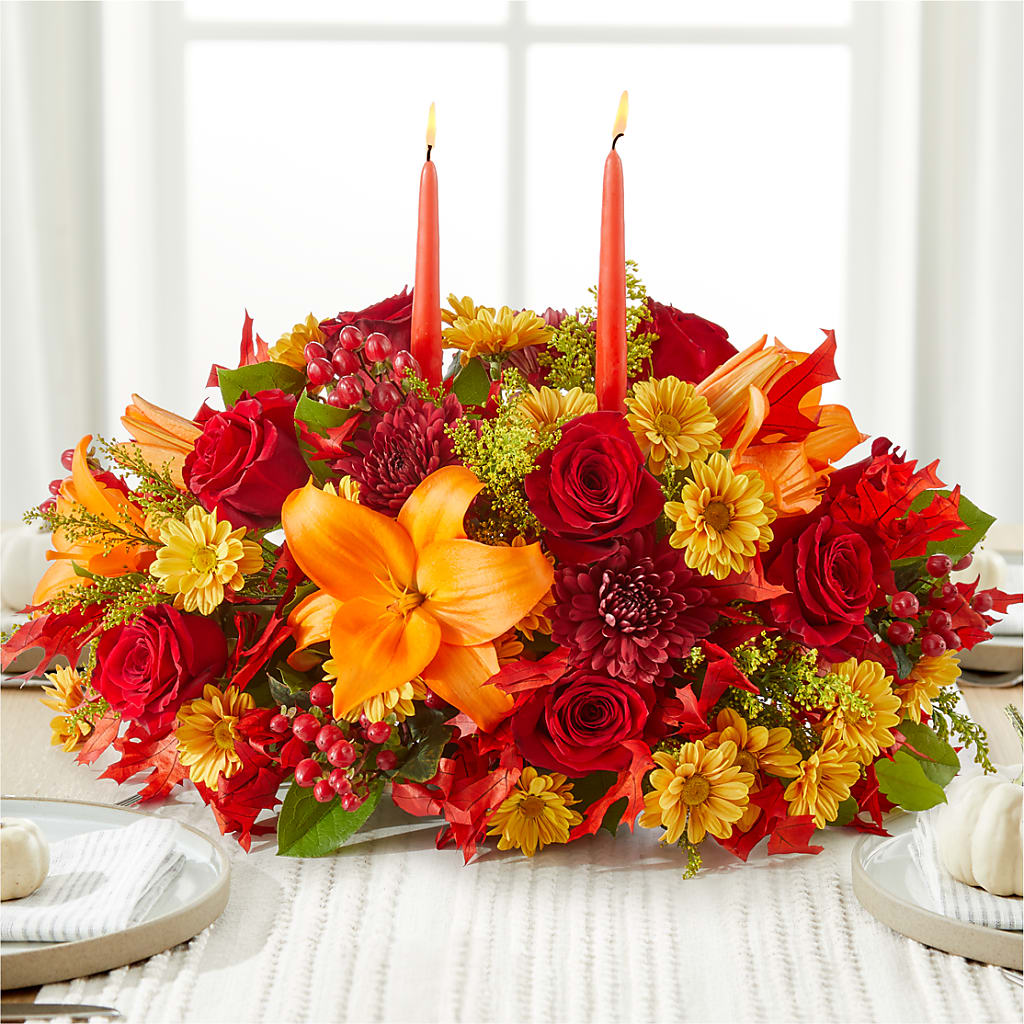 Autumn's Embrace Centerpiece – FRUIT & FLOWER CREATIONS, Portland OR