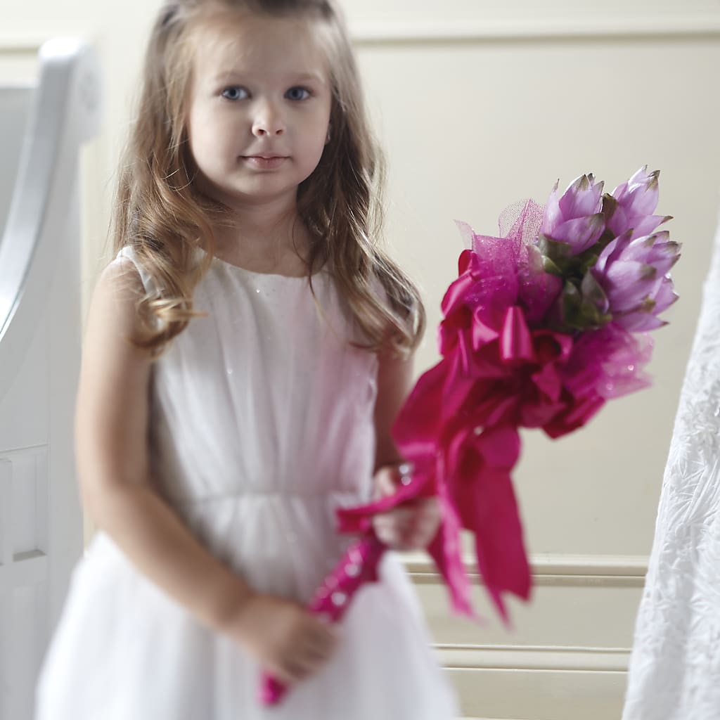 Sparkle Pink Flower Girl Bouquet – FRUIT & FLOWER CREATIONS, Portland OR