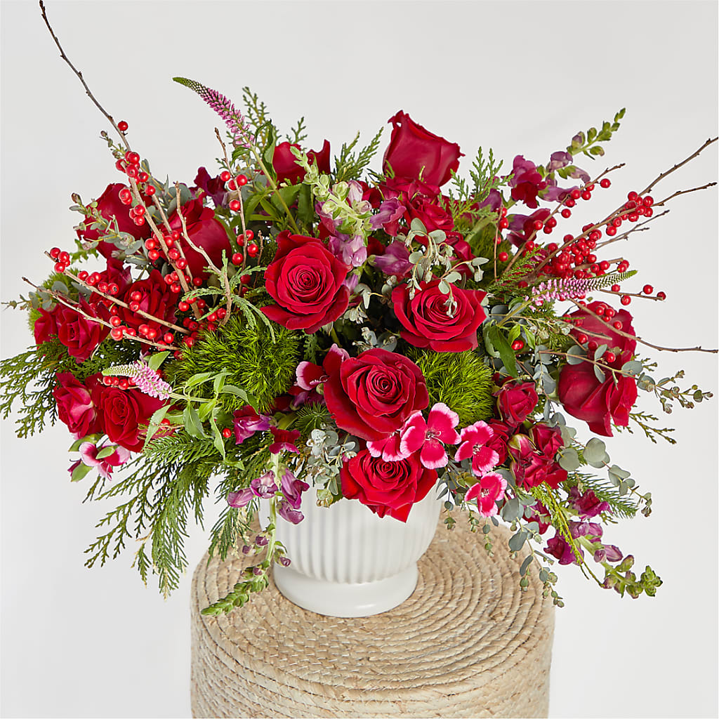 Big Red Bow Bouquet – FRUIT & FLOWER CREATIONS, Portland OR