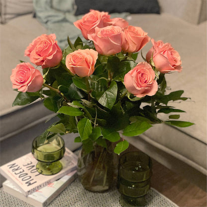Long Stem Pink Rose Bouquet – FRUIT & FLOWER CREATIONS, Portland OR