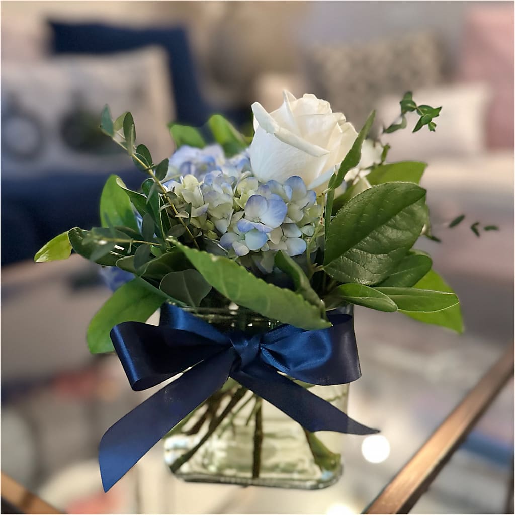 Sky Blue Delight Bouquet – FRUIT & FLOWER CREATIONS, Portland OR