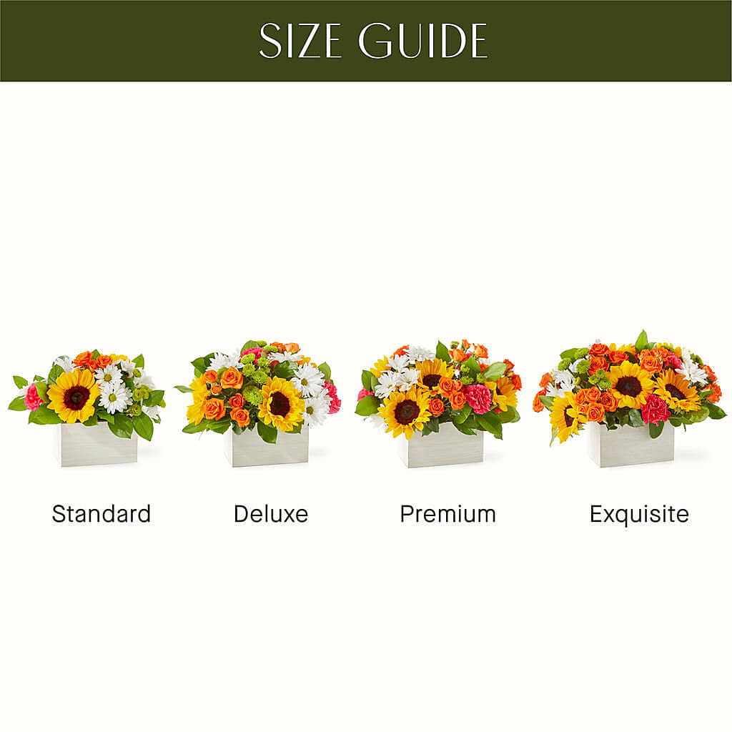 Sun-drenched Blooms Box Bouquet – FRUIT & FLOWER CREATIONS, Portland OR