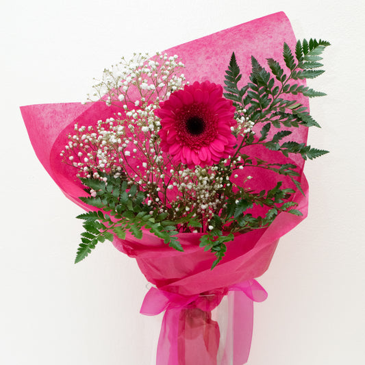Promposal: Gerbera Daisies with filler and wrap