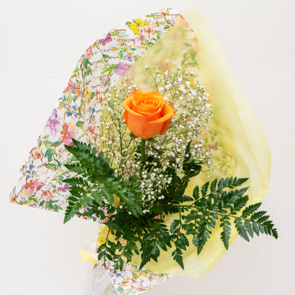Promposal: Single Rose with filler and wrap