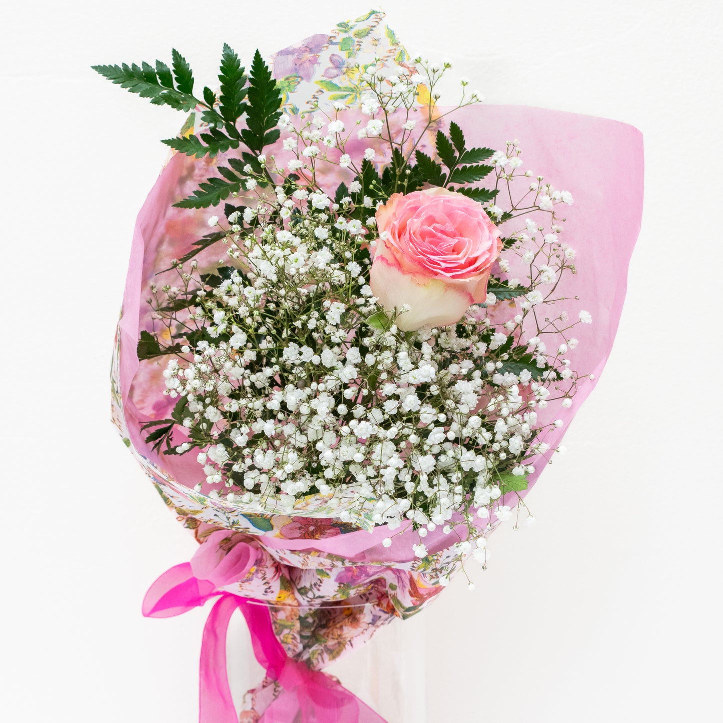 Promposal: Single Rose with filler and wrap