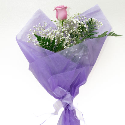 Promposal: Single Rose with filler and wrap