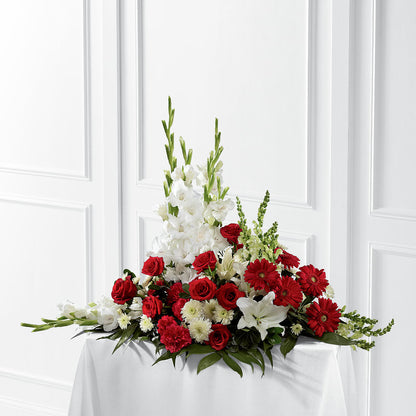 Crimson & White Arrangement – FRUIT & FLOWER CREATIONS, Portland OR