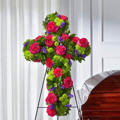 Tribute Rose Floral Cross – FRUIT & FLOWER CREATIONS, Portland OR