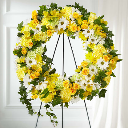 Golden Remembrance Wreath – FRUIT & FLOWER CREATIONS, Portland OR