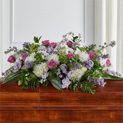 Meadows of Serenity Casket Spray – FRUIT & FLOWER CREATIONS, Portland OR