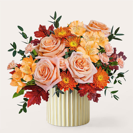 Spiced Latte Bouquet with Ivory Vase – FRUIT & FLOWER CREATIONS, Portland OR