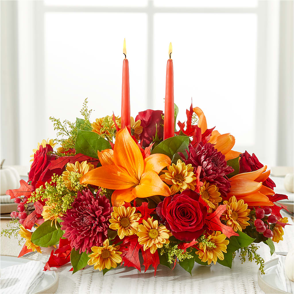 Autumn's Embrace Centerpiece – FRUIT & FLOWER CREATIONS, Portland OR