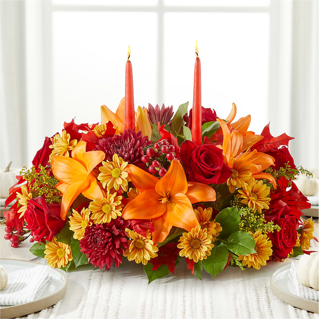 Autumn's Embrace Centerpiece – FRUIT & FLOWER CREATIONS, Portland OR