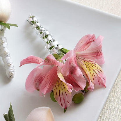Pink Peruvian Lily Boutonniere – FRUIT & FLOWER CREATIONS, Portland OR