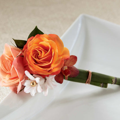 Sunset Dream Boutonniere – FRUIT & FLOWER CREATIONS, Portland OR