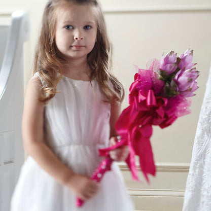 Sparkle Pink Flower Girl Bouquet – FRUIT & FLOWER CREATIONS, Portland OR