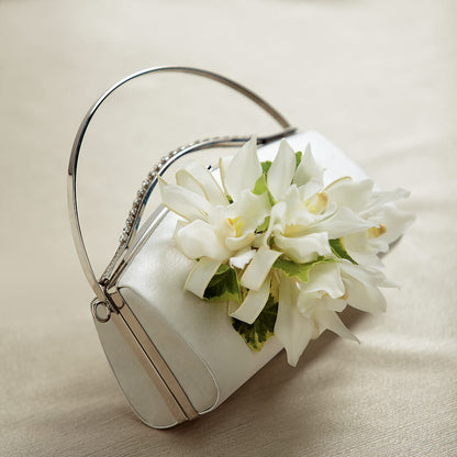 White Purse Decor – FRUIT & FLOWER CREATIONS, Portland OR