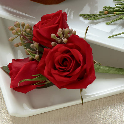 Red Spray Rose Boutonniere – FRUIT & FLOWER CREATIONS, Portland OR