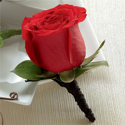 Red Rose Boutonniere – FRUIT & FLOWER CREATIONS, Portland OR