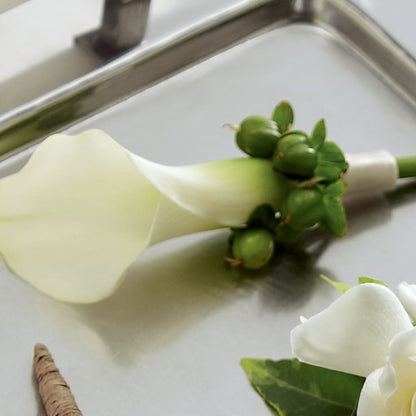 White Calla Boutonniere – FRUIT & FLOWER CREATIONS, Portland OR